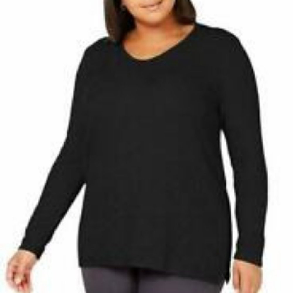 𝅺karen Scott Plus Size Cotton Marled Knit Tunic Top